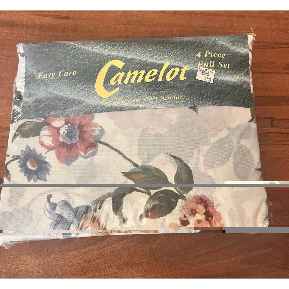 Vtg Camelot Sheets 4 Piece Full Set Flat Fitted 2 Pillowcases Floral New Sealed